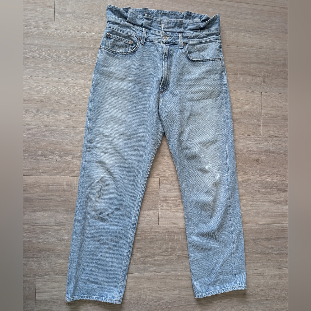 Agolde Light Wash High-Rise Paperbag Jeans